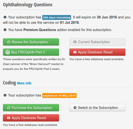 Dashboard subscriptions